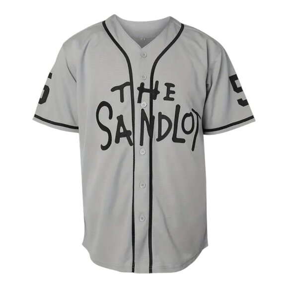Sandlot Baseball Jersey Squints #5 Gray Stitched Men's - Picture 2 of 8